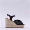 Wonders Anakena Espadrille Wedge - Black Leather